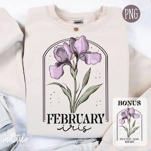 Februar Geburtsblume PNG, Iris Geburtsmonat Blume, Februar Geburtstag Muttertagsgeschenk, Geburtstagsblume PNG, Geburtsmonat Blume Namen hinzufügen