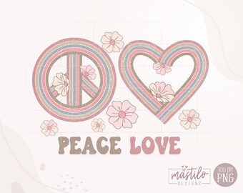 Kärlek och fred png, retro sublimering png, nedladdning av fredssublimering, boho retro png-designer, boho t-shirtdesigner, fredstecken kärlek retro png,