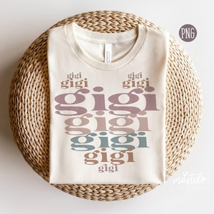 Gigi Png, Grandma PNG, Gigi Sublimation PNG, Stacked Gigi sublimation PNG, Neutral Gigi Graphic, Boho Png Design, Groovy Png, Heart Shape