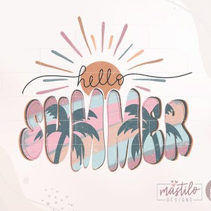 Hello Summer png, Hello Summer Sublimation downloads, Retro png designs, Retro Sublimation, Summer png, Hippie PNG, Boho PNG, Distressed Png image 2