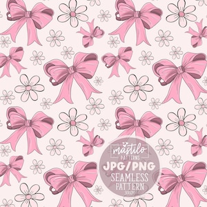Coquette Girly seamless pattern, Trendy Bows Seamless Pattern, Girly pattern, Coquette Fabric Design, Trendy Seamless Pattern, Pink Bows