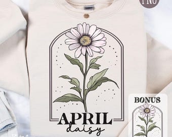 April Daisy Birth Flower PNG, Mother's Day Gift (Digital Download)