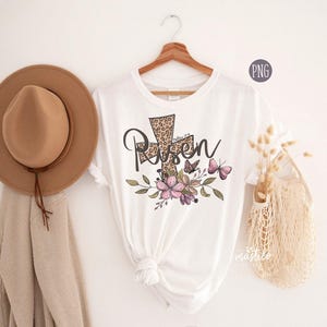 Leopard Easter Png, He Is Risen PNG, Easter Sublimation Png, Floral Easter Sublimation, Boho Easter Png, Trendy Png, Christian Shirt Designs image 2
