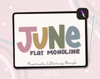 June Flat Monoline Procreate Brush, Flat Brush, Square Procreate Brush, Lettering Brush for Procreate,  Calligraphy Brush, Monoline Brush