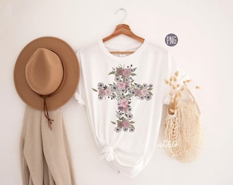 Boho Floral Cross Png, Cross Png, Boho Shirt Designs, Wild Flowers Sublimation Designs, Floral Boho Png, Easter Boho png designs Ręcznie rysowane