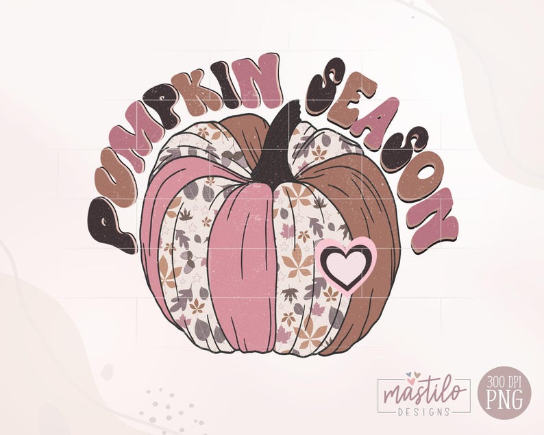 Pumpkin Season Png, Fall Sublimation Digital Design Download, Pumpkin Png, Fall Leaves png, boho pumpkin png, fall girl png designs, Retro image 1