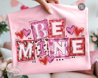 Be Mine Doodle PNG | Projekt koszulki z sercem walentynkowym | Dziewczęca pastelowa kokietka | Walentynkowa sublimacja