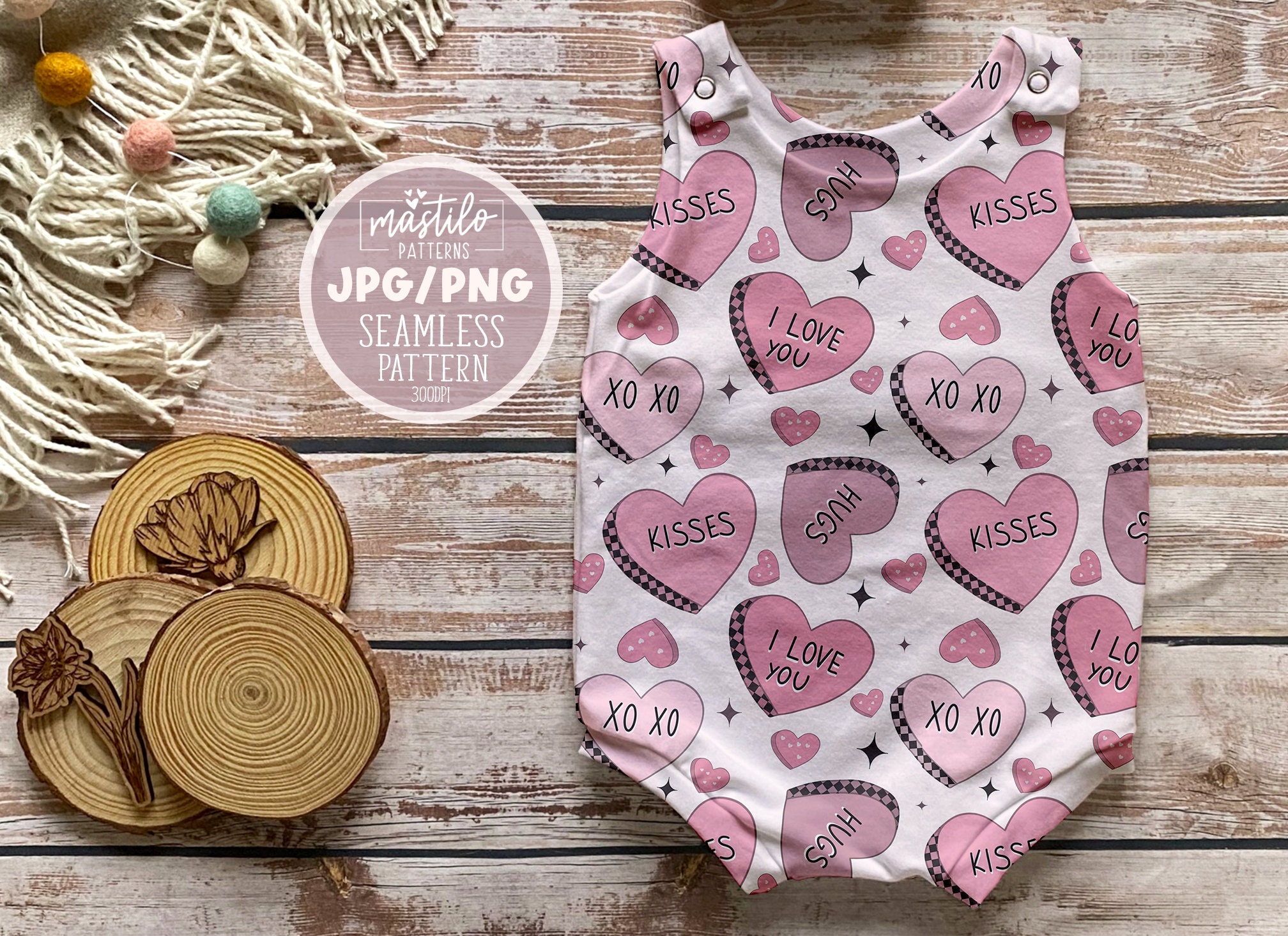 Conversation Hearts Seamless Pattern, Groovy Valentine Hearts Repeat ...
