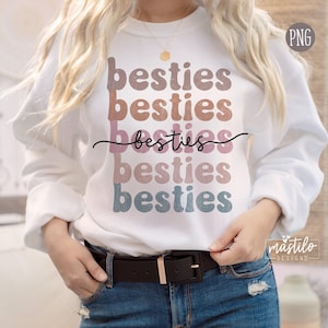 Besties png, vriendschap png, beste vrienden sublimatie png, gestapelde besties sublimatie png, neutrale afbeelding besties, besties boho ontwerp