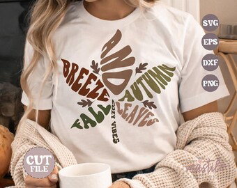 Outono SVG, Brisa de Outono e Folhas de Outono SVG, Groovy Outono Svg, Arquivo de corte Retro Outono, Retro Outono svg, Cricut Outono svg, Folhas de Outono Groovy svg