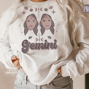 Sterrenbeeld Tweelingen, retrosublimaties, hemels png, sterrenbeeld png, astrologie png, tweelingen png, retro sublimatieontwerp, shirtontwerp