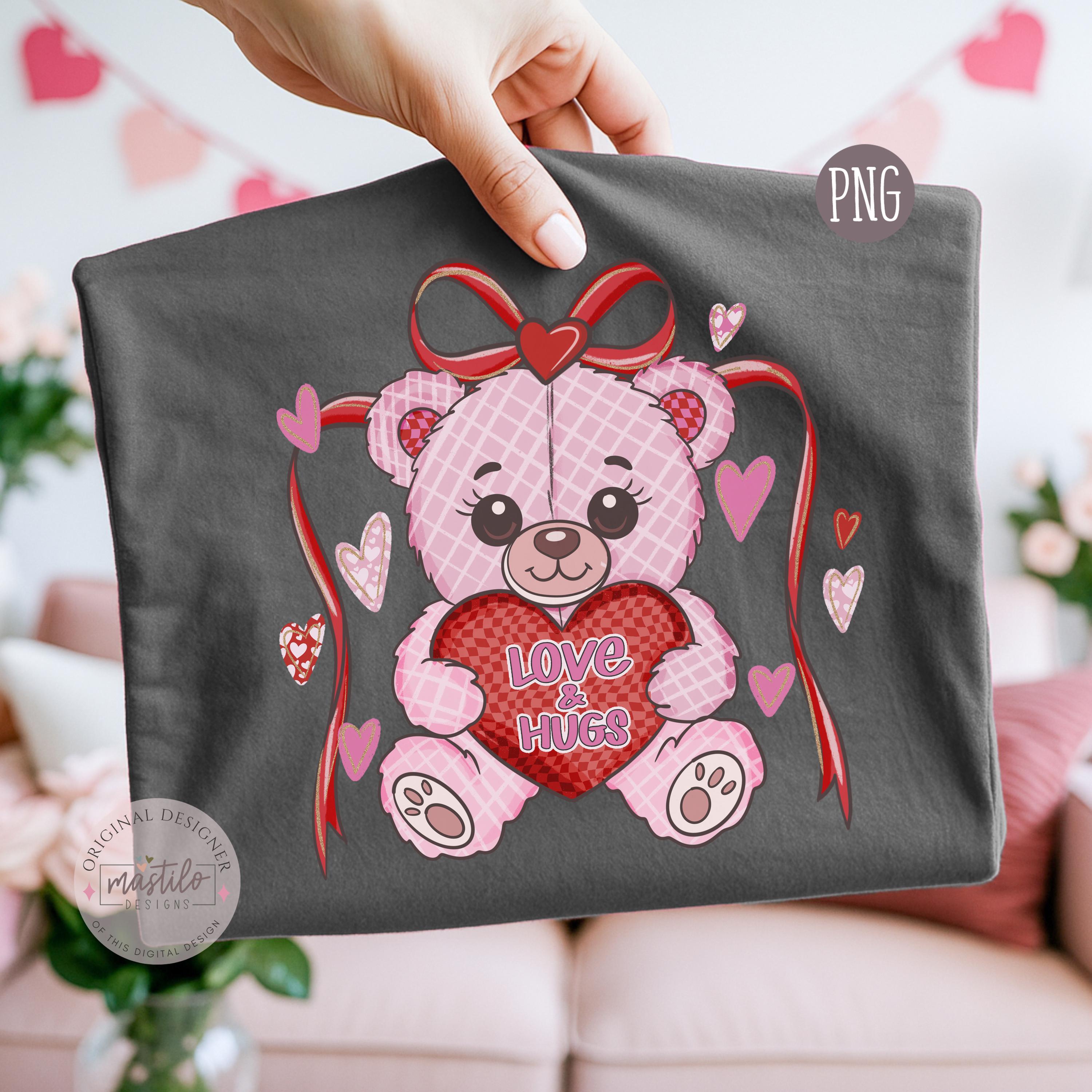 Valentine Teddy Bear PNG | Cute Love & Hugs Bear Clipart | Pastel ...