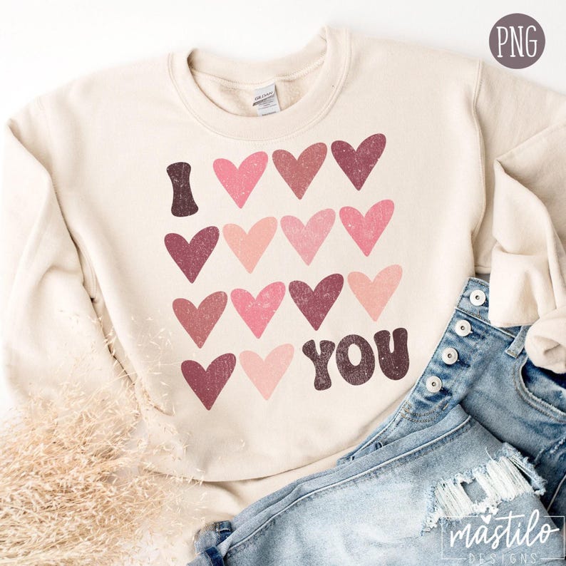 I Love You PNG, Valentines Png Designs, Retro Png, Groovy Png, Valentine's Sublimation, Love PNG, Love T-Shirt Design Sublimations, Trendy image 1