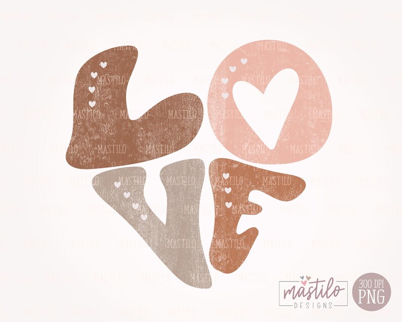 Valentines Love Grunge Png, Retro Sublimation Design, Heart Word Art Png, Love PNG, Valentines shirt design, Distressed Boho PNG Sublimation image 2