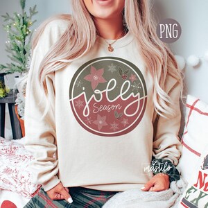 Diseños de sublimación navideña, Jolly Season Png, Merry Christmas Png, Navidad retro, Camiseta navideña Png, Diseño de transferencia DTF navideña imagen 3