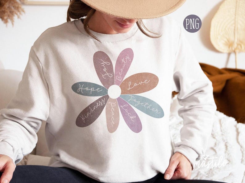 Daisy Flower PNG, Affirmation Png, Boho png designs, Boho Sublimation, Inspirational Png Designs, Retro Sublimations, Retro png, Boho PNG image 1