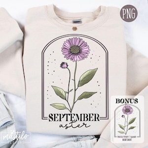 September Geburtsblume PNG, Aster Geburtsmonat Blume, September Geburtstag Muttertag Png, Geburtstagsblume PNG, Geburtsmonat Blume Namen hinzufügen