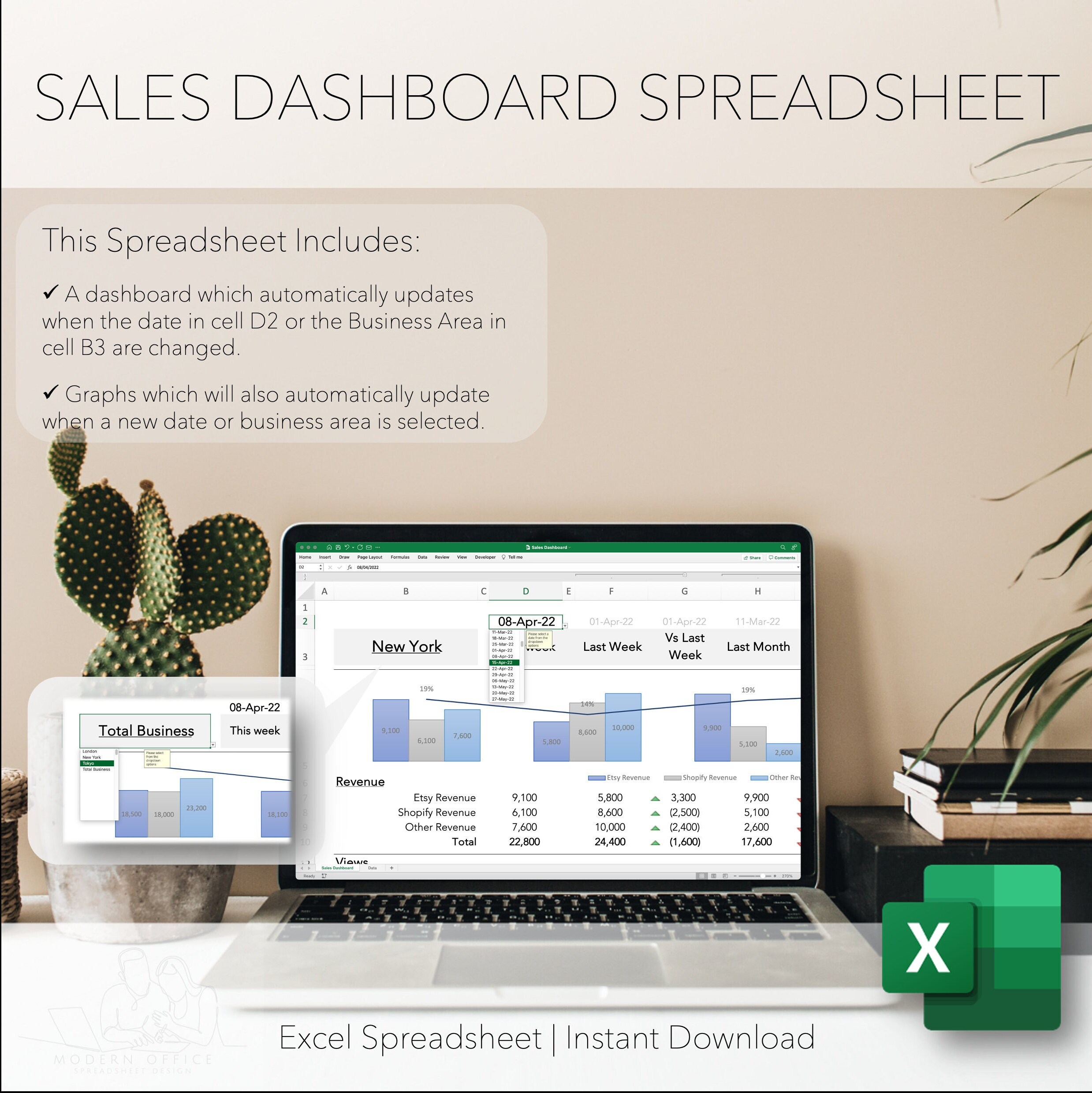 Sales Dashboard Spreadsheet Etsy Sales Tracker Excel Template For