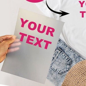 Feuilles de transfert DTF personnalisées à repasser - Motifs et texte personnalisés pour projets de tissu