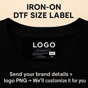 Custom DTF Iron-On Neck Label: Tagless Clothing Size Tag