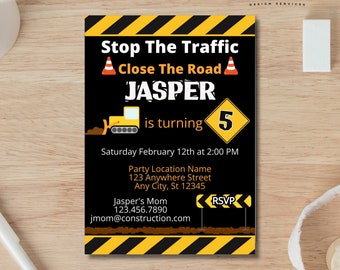 Construction Birthday Invitation, Dump Truck Theme Party, Under Construction Invite, Printable Template - PEC311