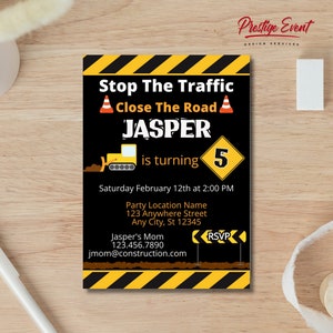 Construction Birthday Invitation, Dump Truck Theme Party, Under Construction Invite, Printable Template - PEC311