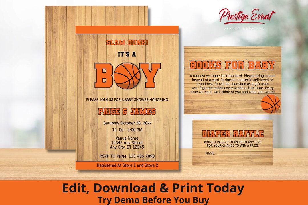 Basketball Baby Shower Bundle Sports Theme Free Throw Baby Shower Slam