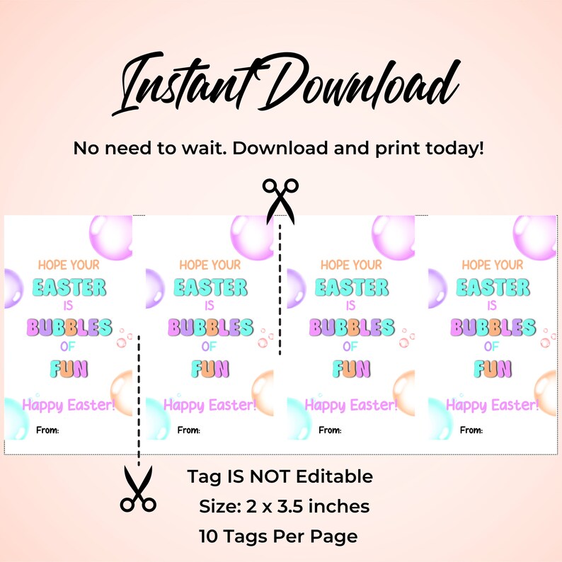 Easter Bubbles Tag Printable, Fun Bubble-themed Easter Tags, Preschool ...