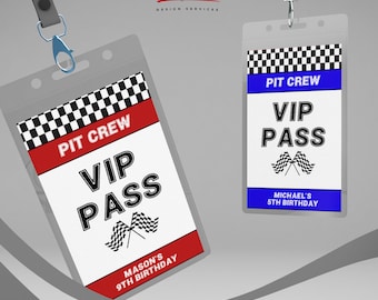 Racing Pit Crew Passes - Race Car Party VIP Pass - Race Car Party Favors - Pit Crew Pass - Race Car Party VIP Badge - PECA6
