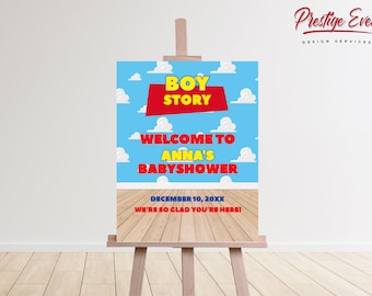 Boy Story Baby Shower Welcome Sign - Toy Story Baby Shower Welcome Sign - It's A Boy Story Welcome Board  - PES0