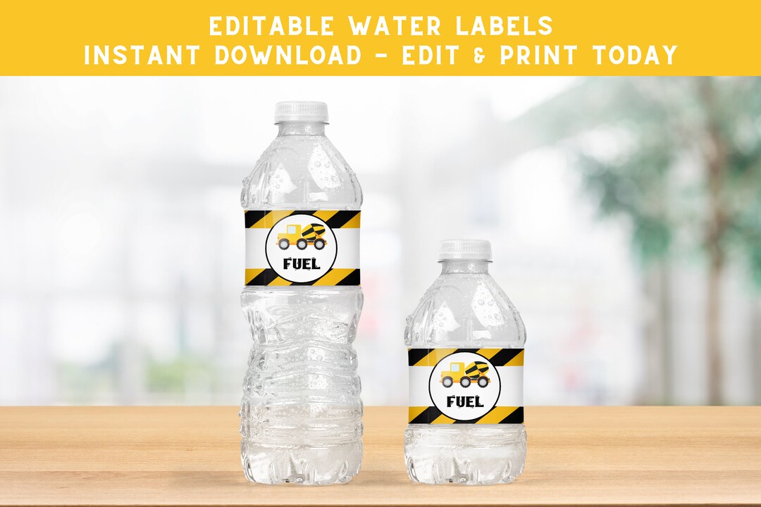 Label Digge Construction Birthday Water Bottle Label: Digger Theme (digital ...