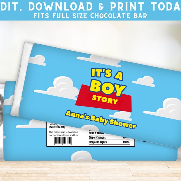 Boy Story Chocolate Wrapper - Toy Story Baby Shower Party Favors - Boy Baby Shower Candy Bar Labels - Candy Bar Printable - PES0