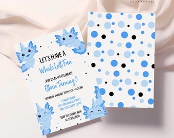 Blue Axolotl Birthday Invitation: Under the Sea Party (Printable Invite)