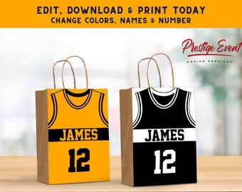 Basketball Gift Bag Label | Basketball Jersey Favor Sticker | Sports Theme Birthday | Fully Customizable Favor Bag Printable Label - BBALL