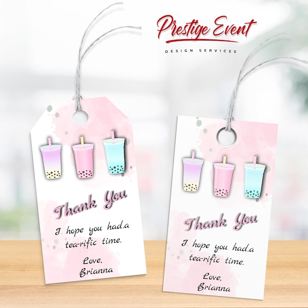 Boba Tea Favor Tag, Bubble Tea Party Decoration, Boba Milk Tea Gift Tag, Bubble Tea Stickers, Teariffic Time Label - PEBOBA