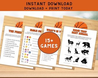 Basketball Baby Shower Game Bundle: 19 Printable Activities (PDF)