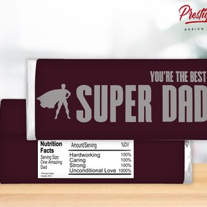 Super Dad Chocolate Wrapper: Father&#39;s Day Candy Bar Label (Digital Download)