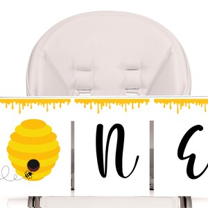 Bee High Chair Banner - Bee Birthday Pennant Banner -  Bee Smash Cake - 1st Birthday Photo Backdrop - Bee 1st Birthday - One Banner- PES004
