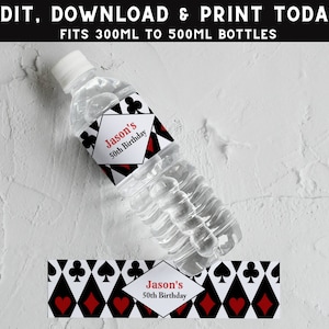 Casino Water Label - Casino Party Favor - Printable Drink Wrapper - Poker Casino Party Theme - PESC01