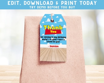 Toy Story Favor Tags - Two Infinity & Beyond Thank You Tags - Kids Favor Tags - Reach Four The Sky Theme Printable Favor Tags - PES0