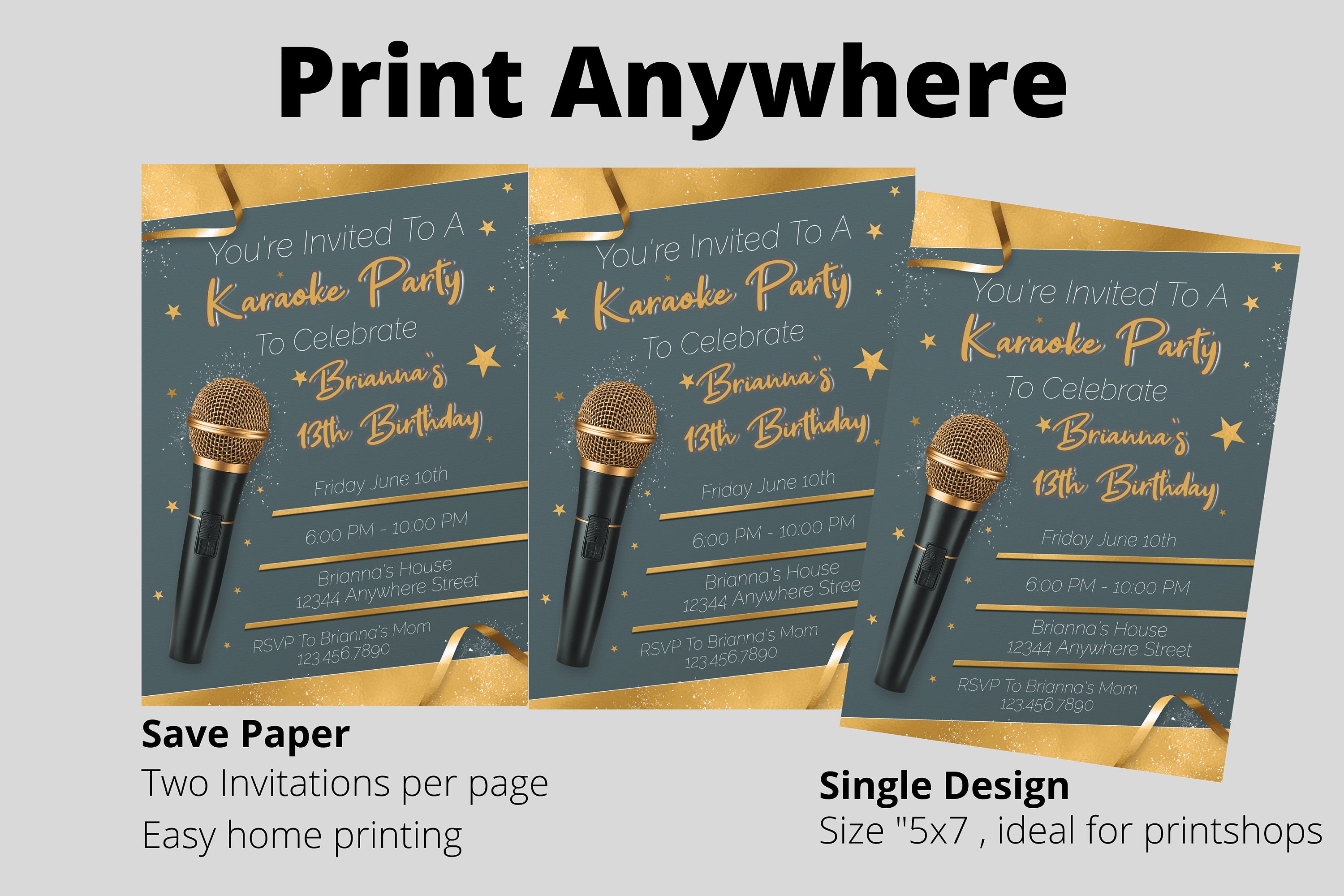 洋楽 invitation to screen and popular music Karaoke Invitation - Singing Birthday - Music Invite - Sing