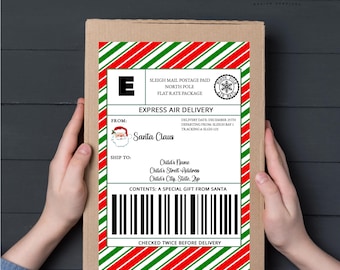 Etiqueta de envío de correo de Papá Noel: Pegatinas navideñas del Polo Norte (Descarga digital)