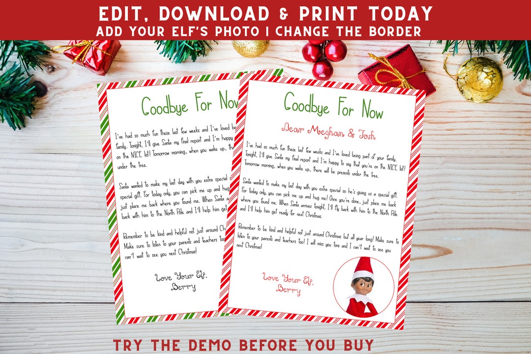 Elf Goodbye Letter  Christmas Elf Departure Note  Elf