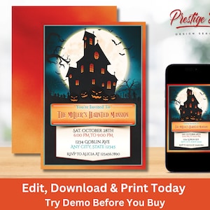 Haunted Mansion Invitation | Spooky Halloween Party Invite | Costume Party | Haunted House Birthday | Halloween Haunt - PEHAL
