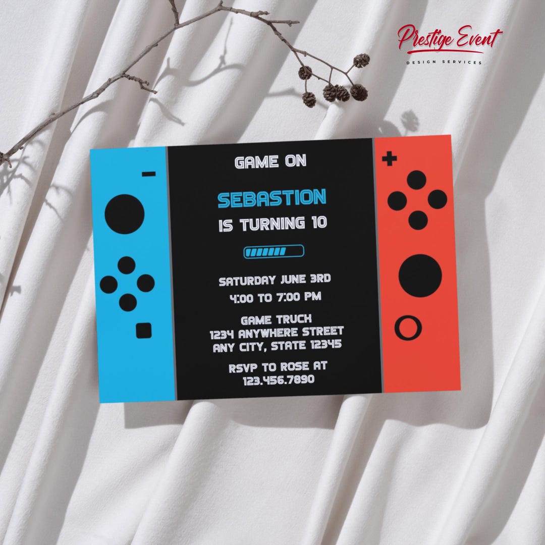 Editable Game Controller Invitation — Digital Download for Kids’ Video ...