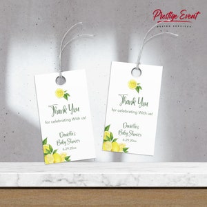 Lemon Thank You Favor Tag, Lemon Bridal Shower Tag, Lemonade Thank You, Bridal Shower Gift, Lemon Theme, Gift Tag Bundle - LEM