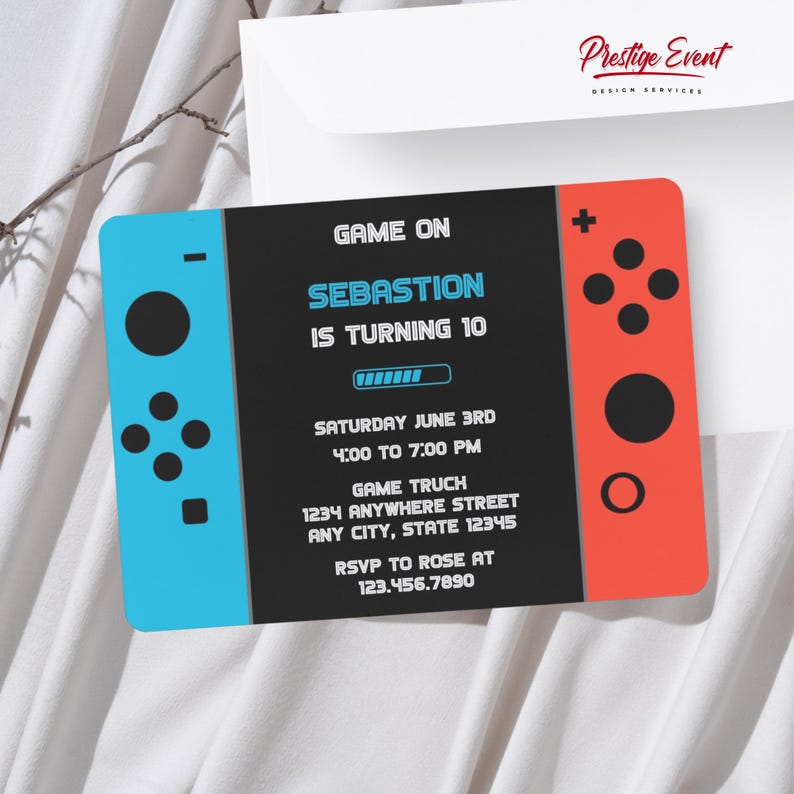 Controller Invites Editable Game Controller Invitation — Digital Download for Kids’ Video ...