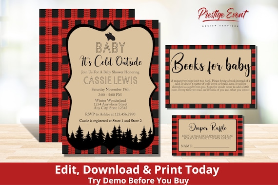Red Buffalo Plaid Baby Shower Bundle - Flannel Baby Shower - Lumberjack ...
