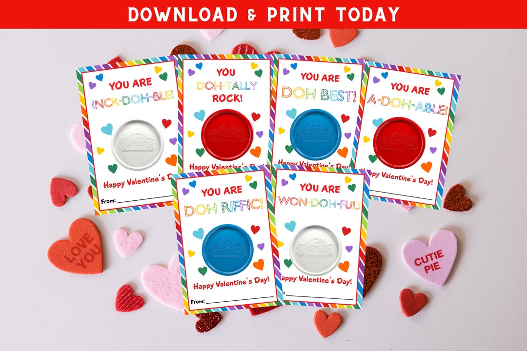 Play Doh Valentine Tag - Non Candy Valentine's Day Card - Valentine ...