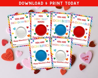 Play Doh Valentine Tag - Non Candy Valentine's Day Card - Valentine Dough - Preschool Valentine Favor - Printable Valentine Tag - VAL